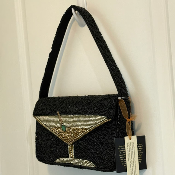 Viral Beaded Dirty Martini Shoulder Bag Purse Made in India NWT - Picture 7 of 9